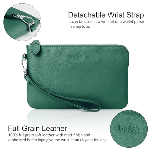 Small Leather Clutch Bag - Forest Green