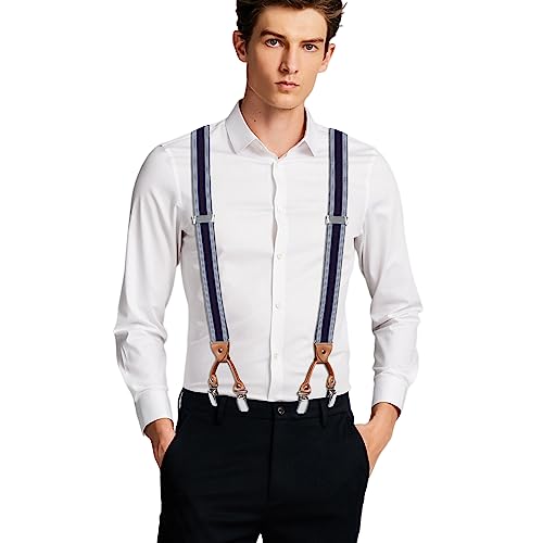 Y-Back Adjustable Suspenders with 6 Clips