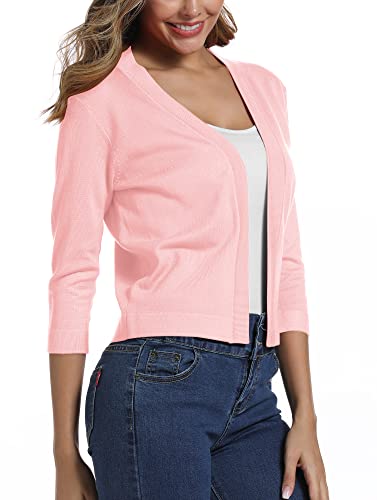 3/4 Sleeve Cropped Shrug Cardigan
