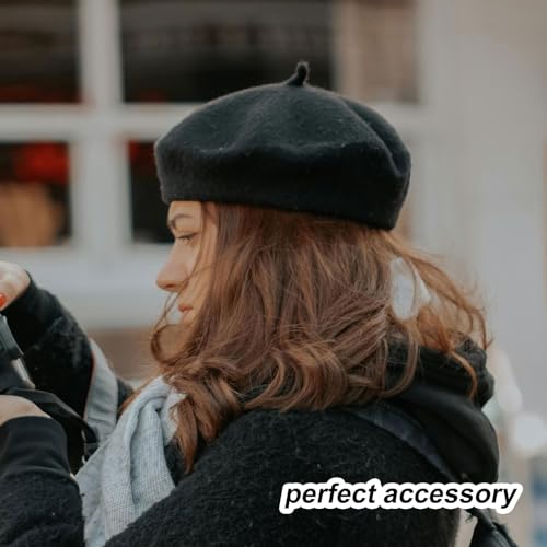 2 Pcs French Beret, Unisex, One Size (Black, Red)