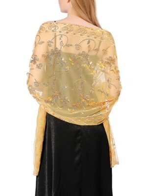 Sequin Floral Shawls, Sheer Mesh Wraps