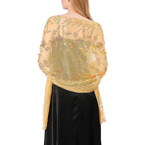 Sequin Floral Shawls, Sheer Mesh Wraps