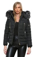 Kraftd Women's Winter Faux Fur Hooded Puffer Jacket