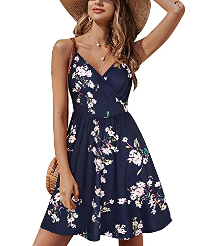 V Neck Floral Midi Sundress with Pockets