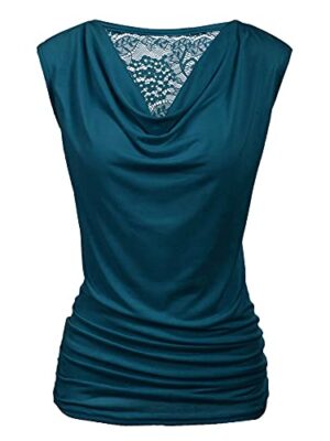 Cowl Neck Sleeveless V-Neck Blouse