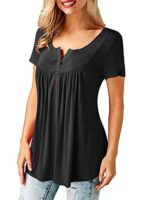 Casual V Neck Pleated Tunic Blouse