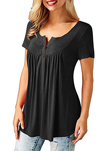 Casual V Neck Pleated Tunic Blouse