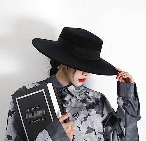 Black Wide Brim Fedora with Bow