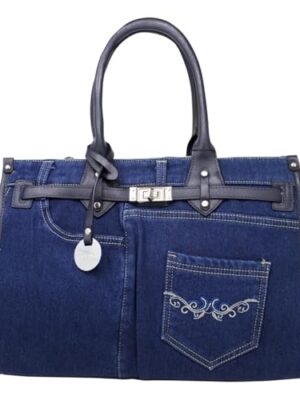 Large Denim Tote Bag with Detachable Strap
