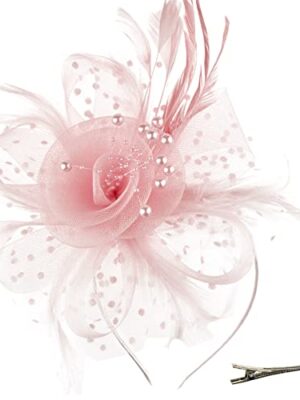 Fascinator Hat with Mesh, Ribbons, & Feathers