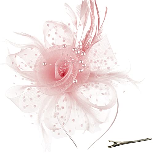 Fascinator Hat with Mesh, Ribbons, & Feathers