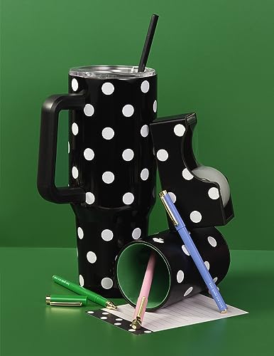 1.18L Tumbler with Handle and Straw, Black Dot