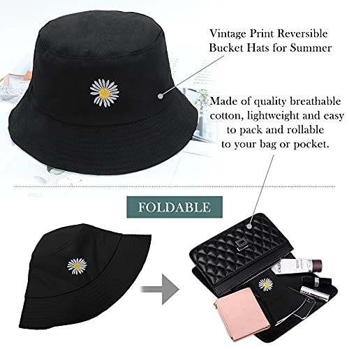 Embroidery Reversible Cotton Bucket Hat