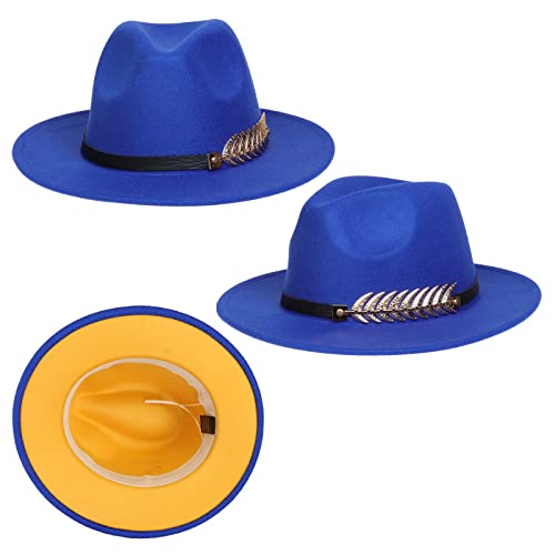 Classic 1920s Gatsby Fedora, Patchwork Blue/Yellow