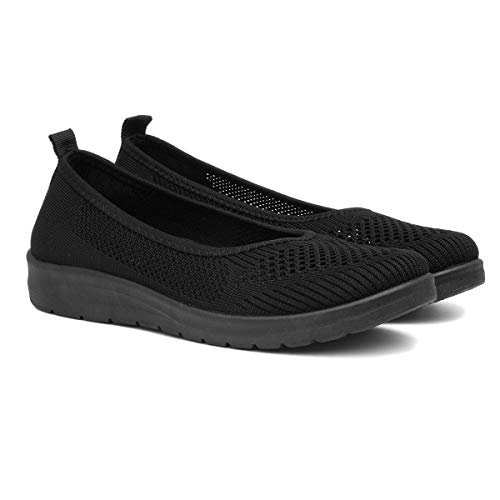 Black Slip-On Ballerina Shoes