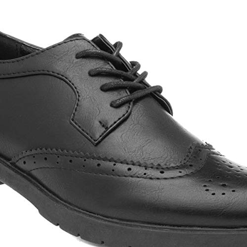 Black Brogue Lace-Up Shoe