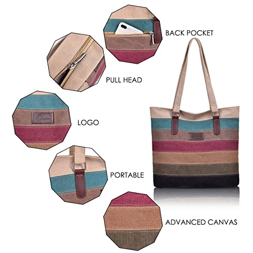 Striped Canvas Tote Bag