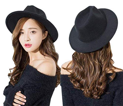Black Wide Brim Fedora Hat