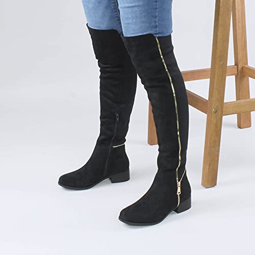 low block heel knee-high boots