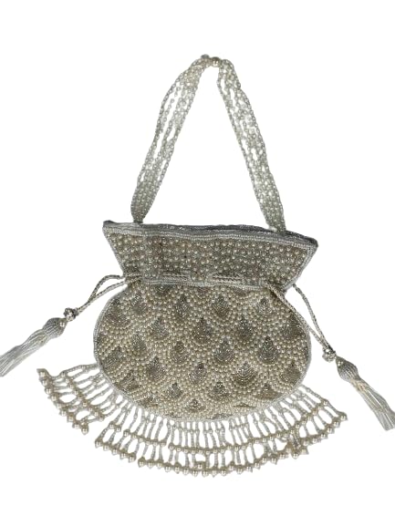 Handmade Potli Bag with Pearls Handle