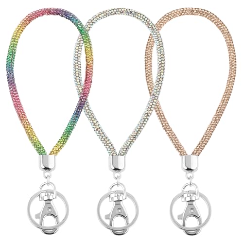 3 PCS Rhinestone Wristlet Keychain