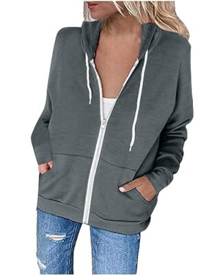 Zip Up Hoodie Casual Jacket with Pockets