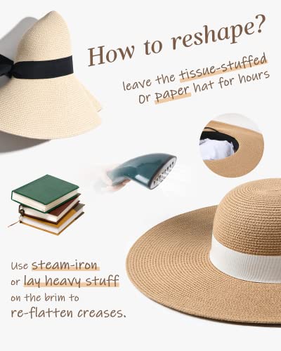 UPF 50 Foldable Wide Brim Straw Hat