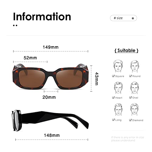 Rectangle Retro Sunglasses Vintage Square