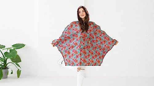 ECO CHIC Waterproof Foldable Adult Rain Poncho with Hood