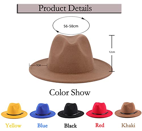 Adjustable Wide Brim Fedora Hat - Felt Panama Cap