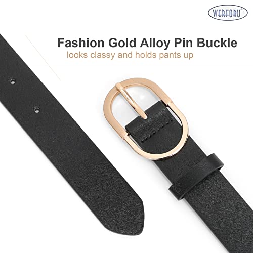 Leather Belt with Gold Buckle
