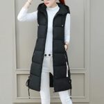 Long Hooded Quilted Winter Vest Coat