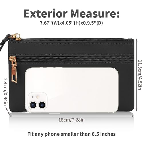 Leather Double Zipper Wristlet Wallet