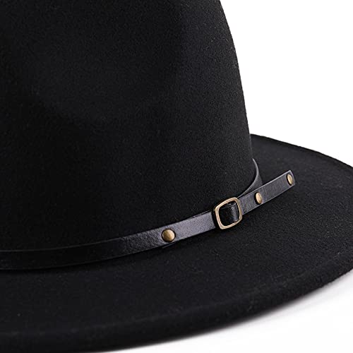 Adjustable Wide Brim Fedora Hat - Felt Panama Cap