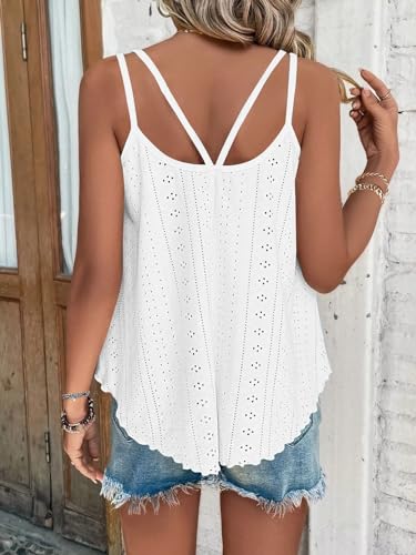 Summer Sleeveless Eyelet Embroidery Top