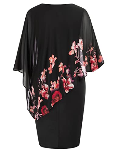 Cape Chiffon Cocktail Dress