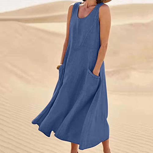 Cotton Linen Sleeveless Long Dress