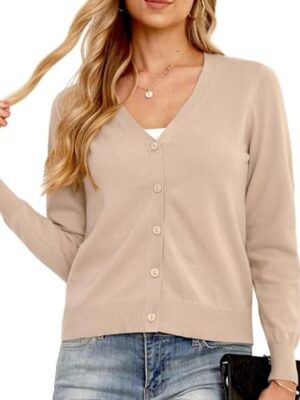 Lightweight V-Neck Cardigan Jumper