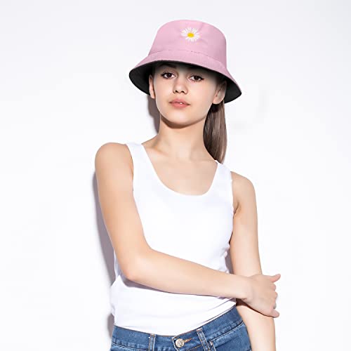 Daisy Embroidery Double-Side Bucket Hat