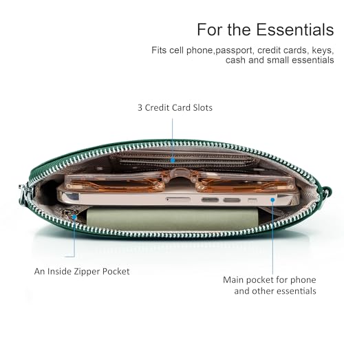 Small Leather Clutch Bag - Forest Green