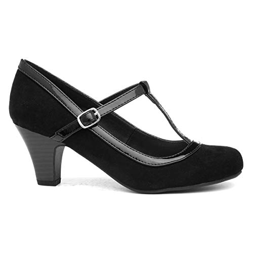 Black Faux Suede Court Shoe