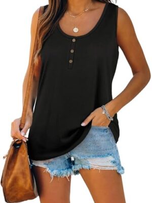 Sleeveless Button-Up Tank Top