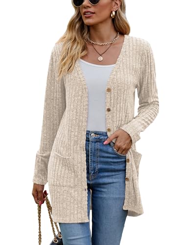 Long Sleeve V Neck Cardigan with Pockets