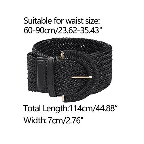 Wide Braided Waist Belt with Buckle
