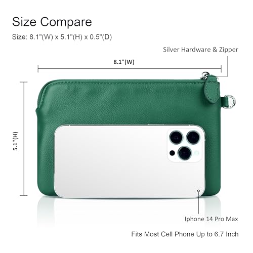 Small Leather Clutch Bag - Forest Green