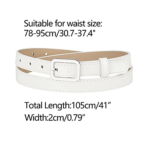 Skinny Leather Belt with Rectangle Buckle