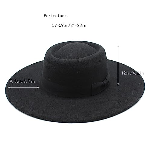 Black Wide Brim Fedora with Bow