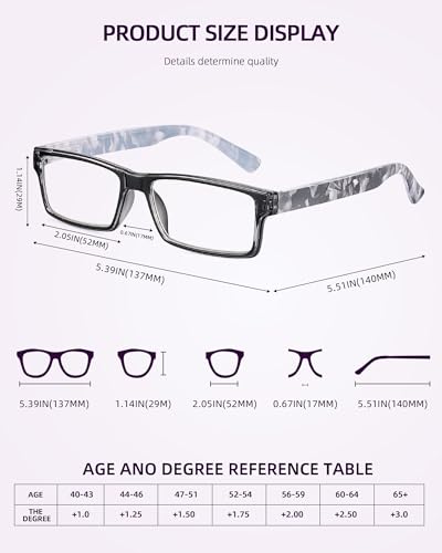 4 Pack Fashion Spring Hinge Reading Glasses