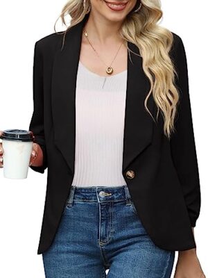 3/4 Sleeve Open Front Blazer