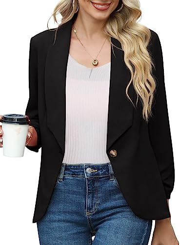 3/4 Sleeve Open Front Blazer